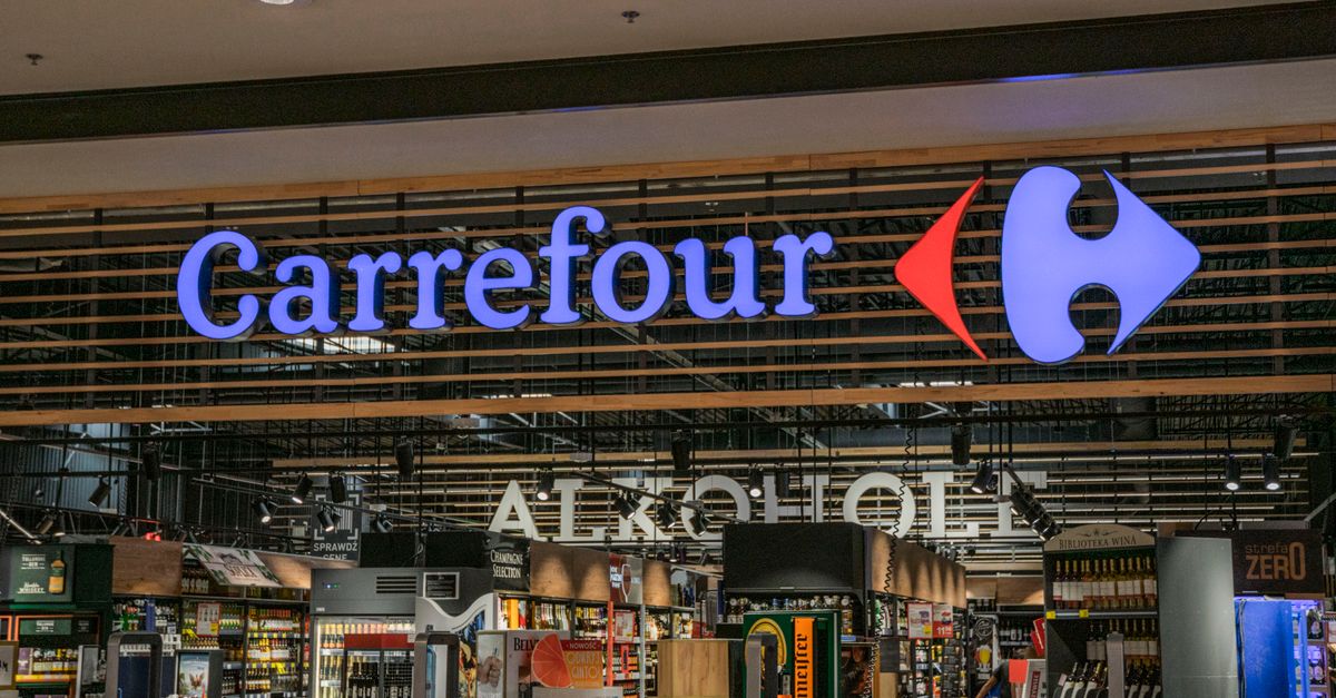 Modern supermarket, organized food shelves, contemporary shopping experience