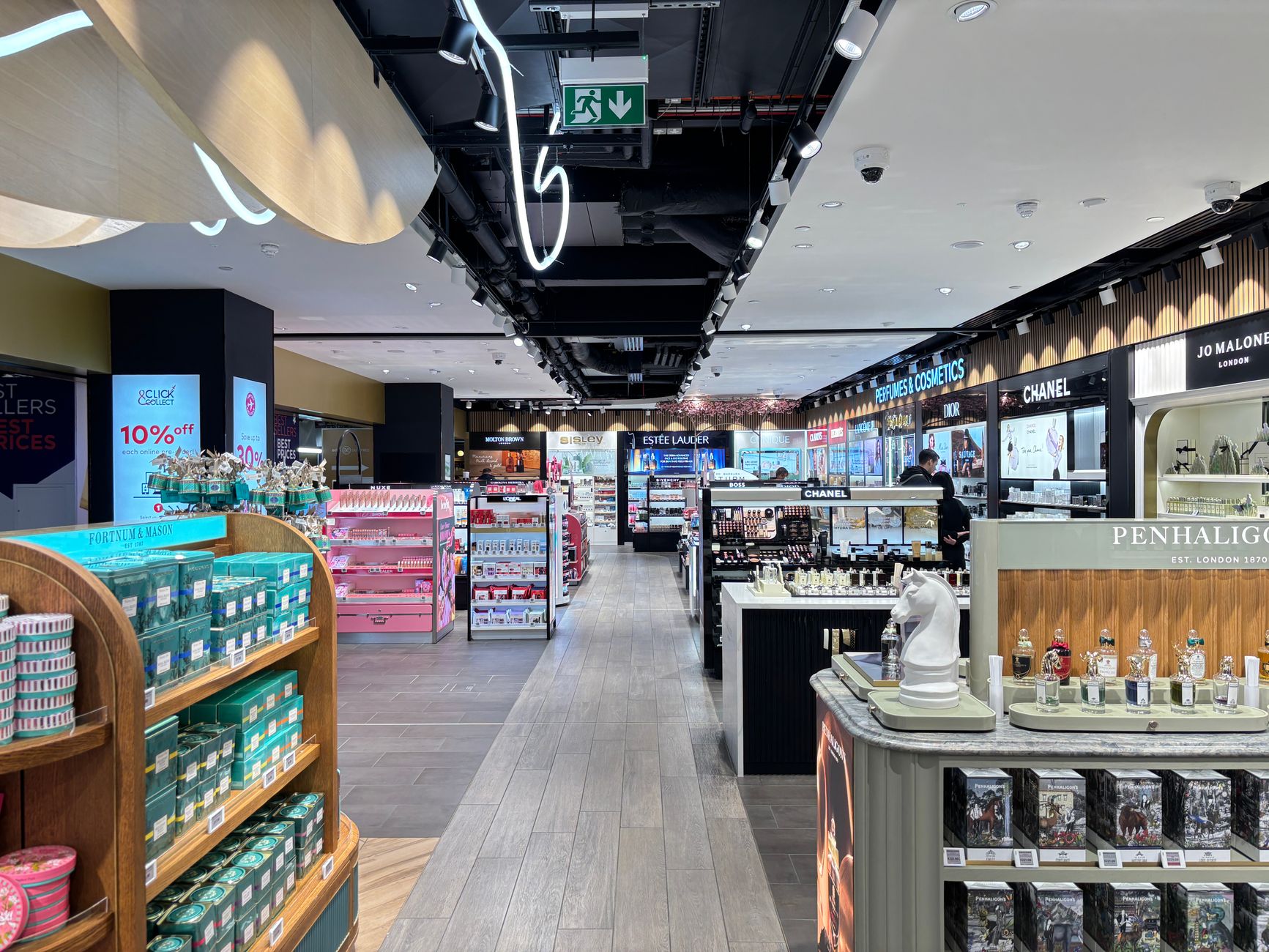 Luxury cosmetics counter inside a department store