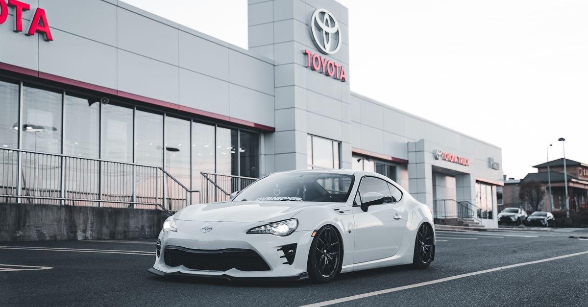 Toyota dealership with vehicles on display