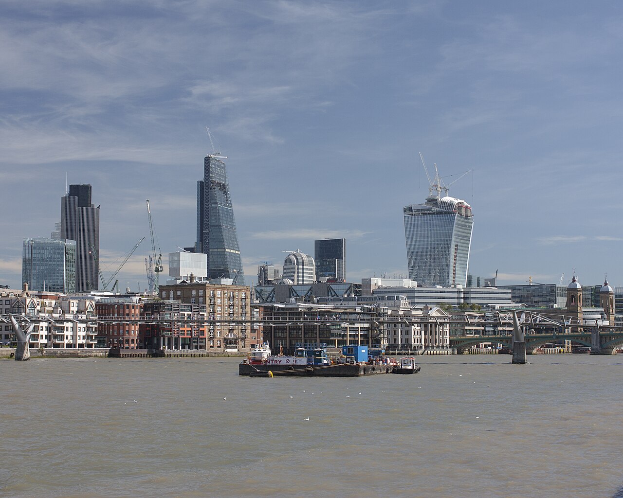 The City of London financial district seen from the south bank of the Thames